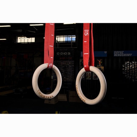 Купить Кольца гимнастические 32 мм красные стропы в Пудоже 